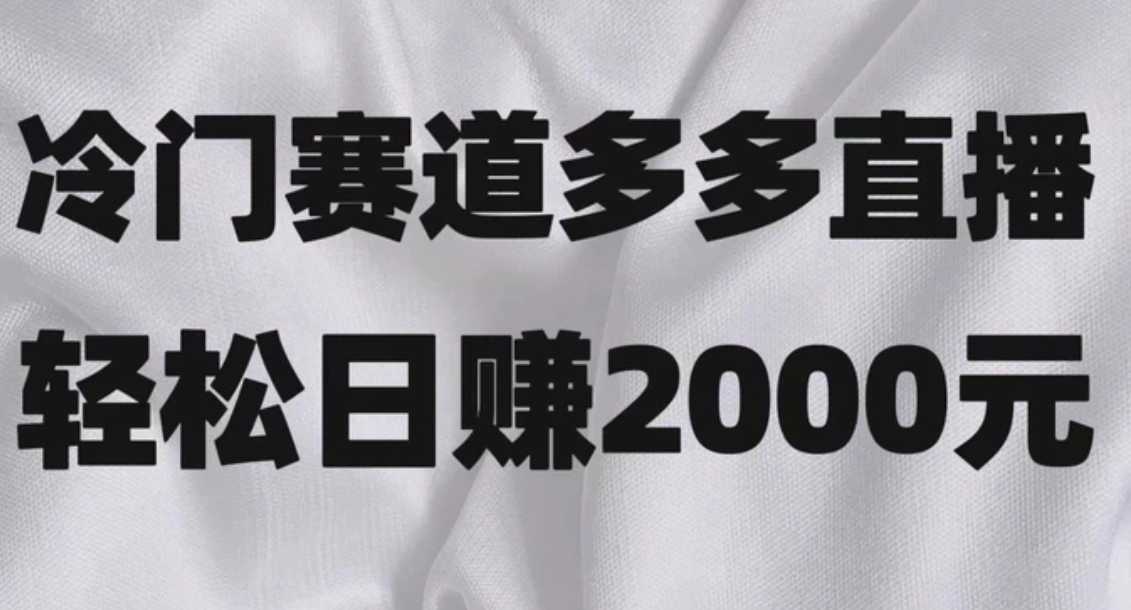 冷门赛道拼多多直播项目,简单念稿子,日收益2000+
