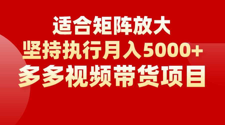 矩阵操作月入5000+,多多视频带货项目,适合新手,也适合老手放大