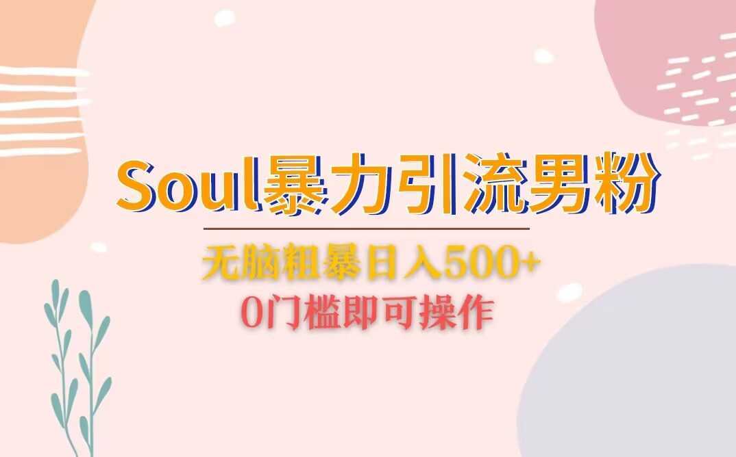 Soul暴力引流男粉玩法,无脑粗暴日入500+,0门槛即可操作