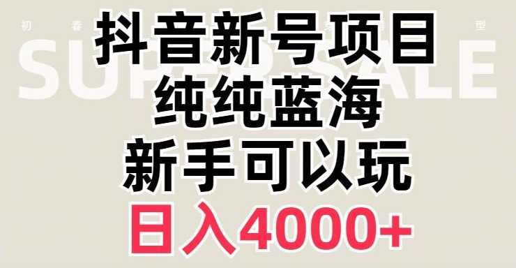 抖音蓝海赛道,必须是新账号,日入4000+【揭秘】