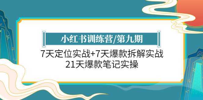 小红书训练营/第九期:7天定位实战+7天爆款拆解实战,21天爆款笔记实操