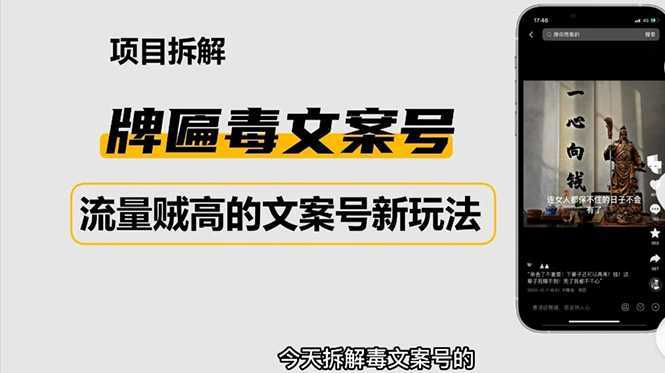 2023抖音快手毒文案新玩法,牌匾文案号,起号快易变现