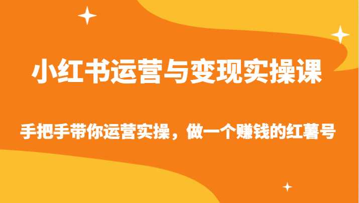 小红书运营与变现实操课-手把手带你运营实操,做一个赚钱的红薯号