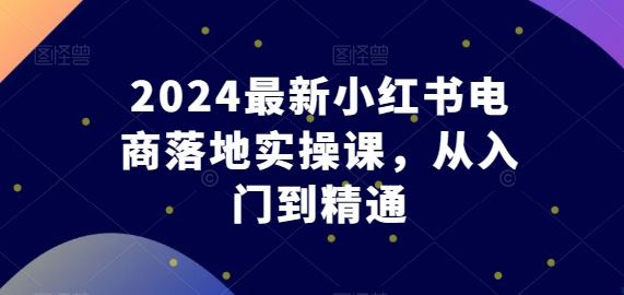 2024最新小红书电商落地实操课,从入门到精通