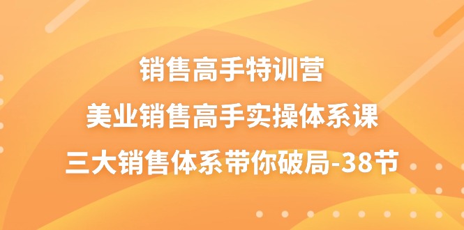 销售高手特训营,美业销售高手实操体系课,三大销售体系带你破局