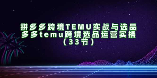 拼多多跨境TEMU实战与选品,多多temu跨境选品运营实操