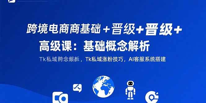 跨境电商基础+晋级+高级课:基础概念解析,Tk私域涨粉技巧,AI客服系统搭建
