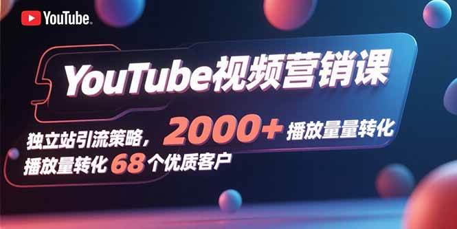 YouTube视频营销课,独立站引流策略,2000+播放量转化68个优质客户