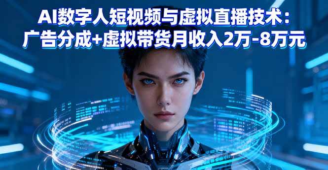 AI数字人短视频与虚拟直播技术:广告分成+虚拟带货月收入2万-8万元