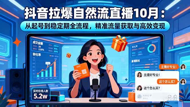 抖音拉爆自然流直播10月:从起号到稳定期全流程,精准流量获取与高效变现