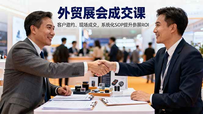 外贸展会成交课,含目标制定、客户邀约、现场成交,系统化SOP提升参展ROI