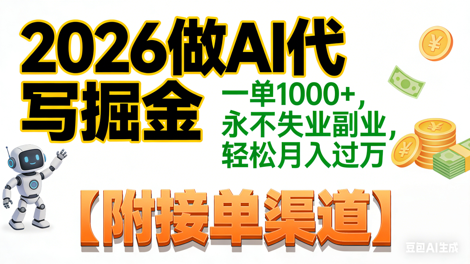 2026做AI代写掘金,一单1000+,永不失业副业,轻松月入过万,【附接单渠道】