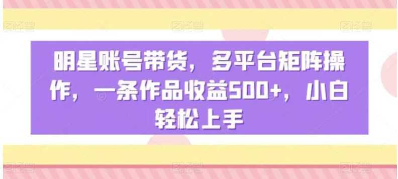 明星账号带货,多平台矩阵操作,一条作品收益500+,小白轻松上手【揭秘】
