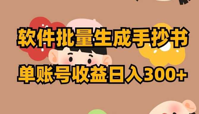 软件批量生成手抄书 单账号收益日入300+
