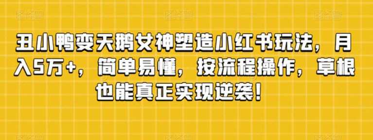丑小鸭变天鹅女神塑造小红书玩法,月入5万+,简单易懂,按流程操作,草根也能真正实现逆袭!