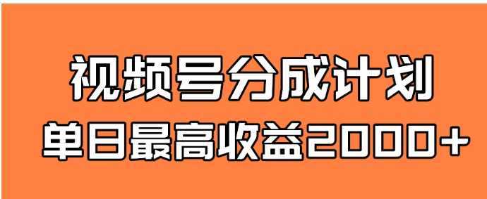 全新蓝海 视频号掘金计划 日入2000+