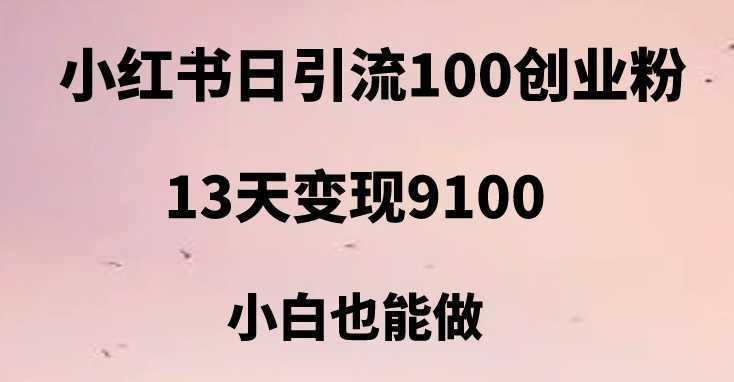 小红书日引流100+创业粉,13天变现9100,创业首选引流平台