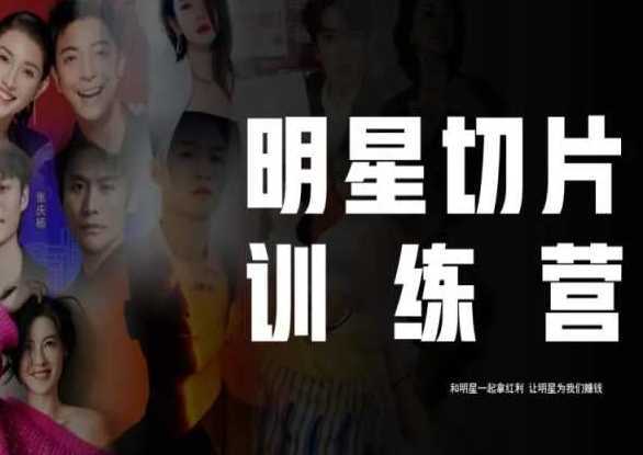 王子·明星切片线上训练营，和明星一起拿红利，让明星为我们赚钱