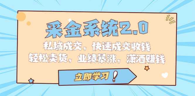 采金系统2.0，私域成交，快速成交收钱，轻松卖货，业绩暴涨，潇洒赚钱