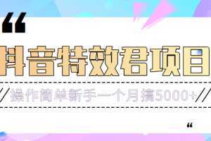 号称3个月赚8万的抖音特效君保姆级教程，操作相对简单，新手一个月搞5000+