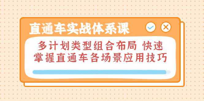 直通车实战体系课：多计划类型组合布局 快速掌握直通车各场景应用技巧