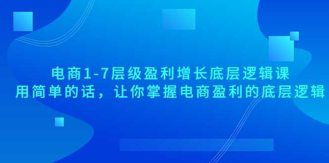 电商1-7层级盈利增长底层逻辑课：用简单的话，让你掌握电商盈利的底层逻辑