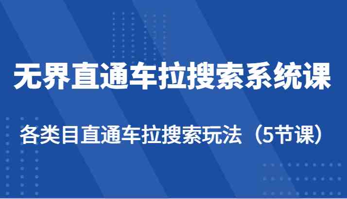 无界直通车拉搜索系统课-各类目直通车拉搜索玩法