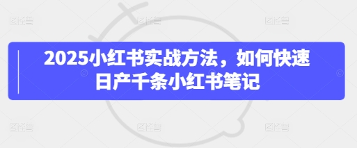 2025小红书实战方法，如何快速日产千条小红书笔记