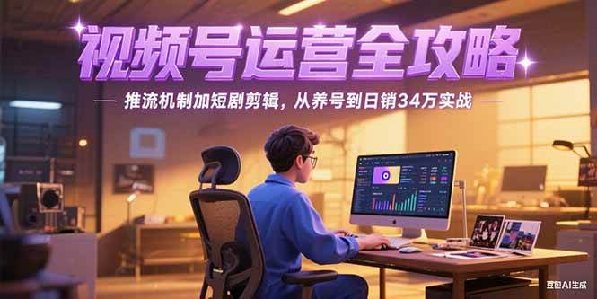 2025视频号运营全攻略，推流机制加短剧剪辑，从养号到日销34万实战