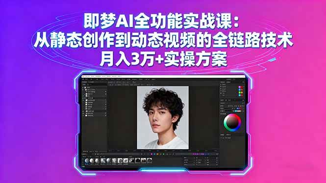 即梦AI全功能实战课：从静态创作到动态视频的全链路技术 月入3万+实操方案