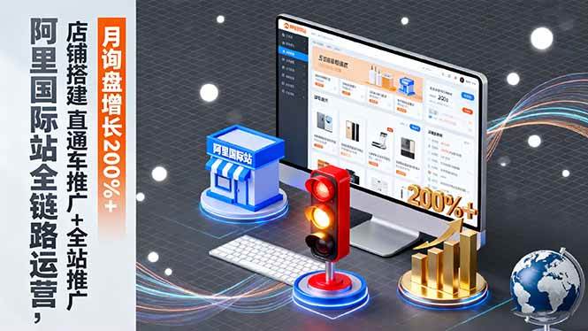 阿里国际站全链路运营,店铺搭建+直通车推广+全站推广,月询盘增长200%+