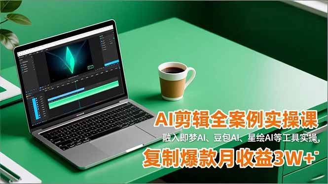 AI剪辑全案例实操课，融入即梦AI、豆包AI、星绘AI等工具实操，复制爆款月收益3W+