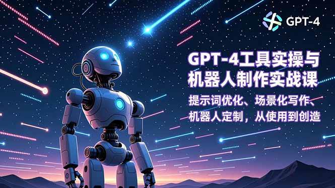 GPT-4工具实操与机器人制作实战课：提示词优化、场景化写作、机器人定制，从使用到创造