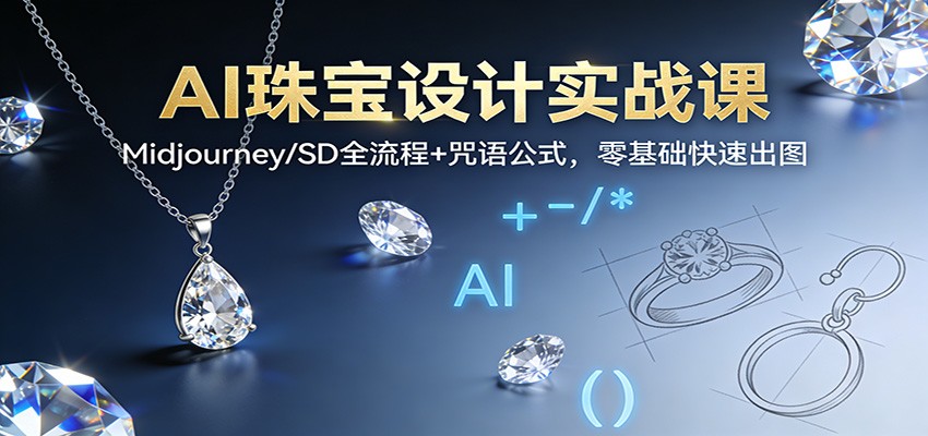 AI珠宝设计实战课：Midjourney/SD全流程+咒语公式，零基础快速出图