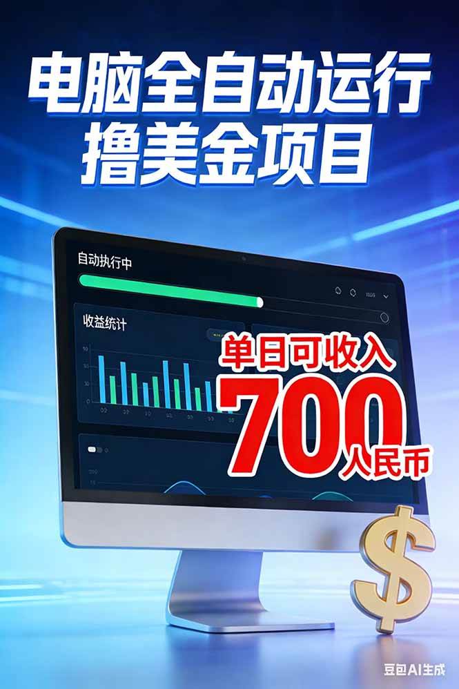 2026年电脑全自动赚美金项目，单电脑日收益700+