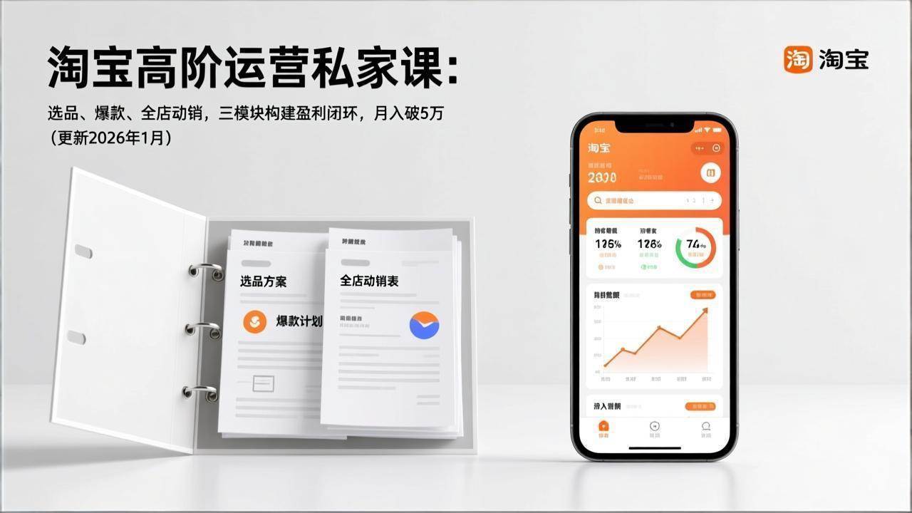 淘宝高阶运营私家课：选品、爆款、全店动销，三模块构建盈利闭环，月入破5万
