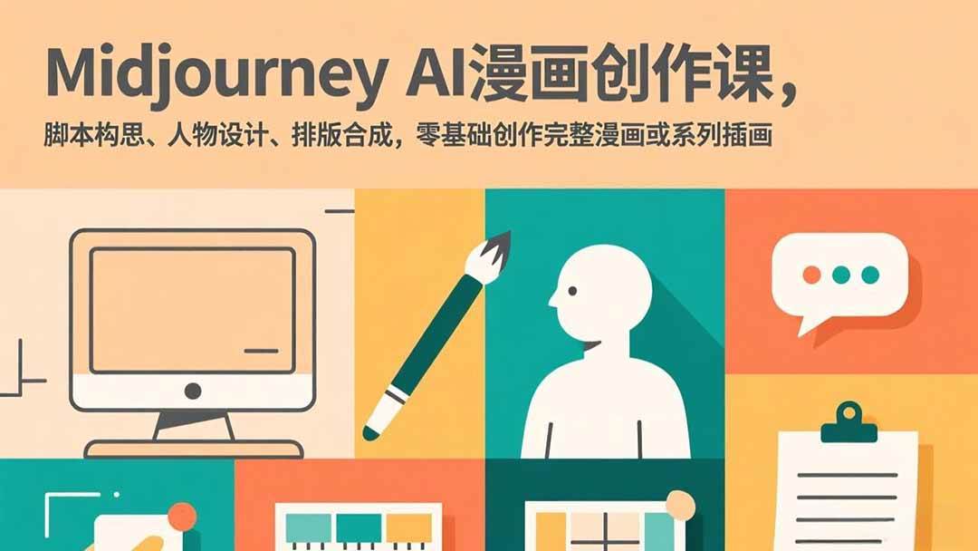 Midjourney AI漫画创作课，脚本构思、人物设计、排版合成，零基础创作完整漫画或系列插画