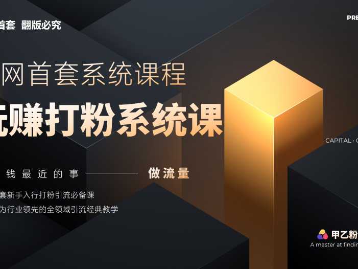 全网首套系统打粉课，日入3000+，手把手各行引流SOP团队实战教程