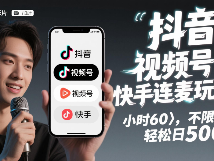 抖音，快手，视频号无脑连麦玩法！快速入门，单日稳冲1000+